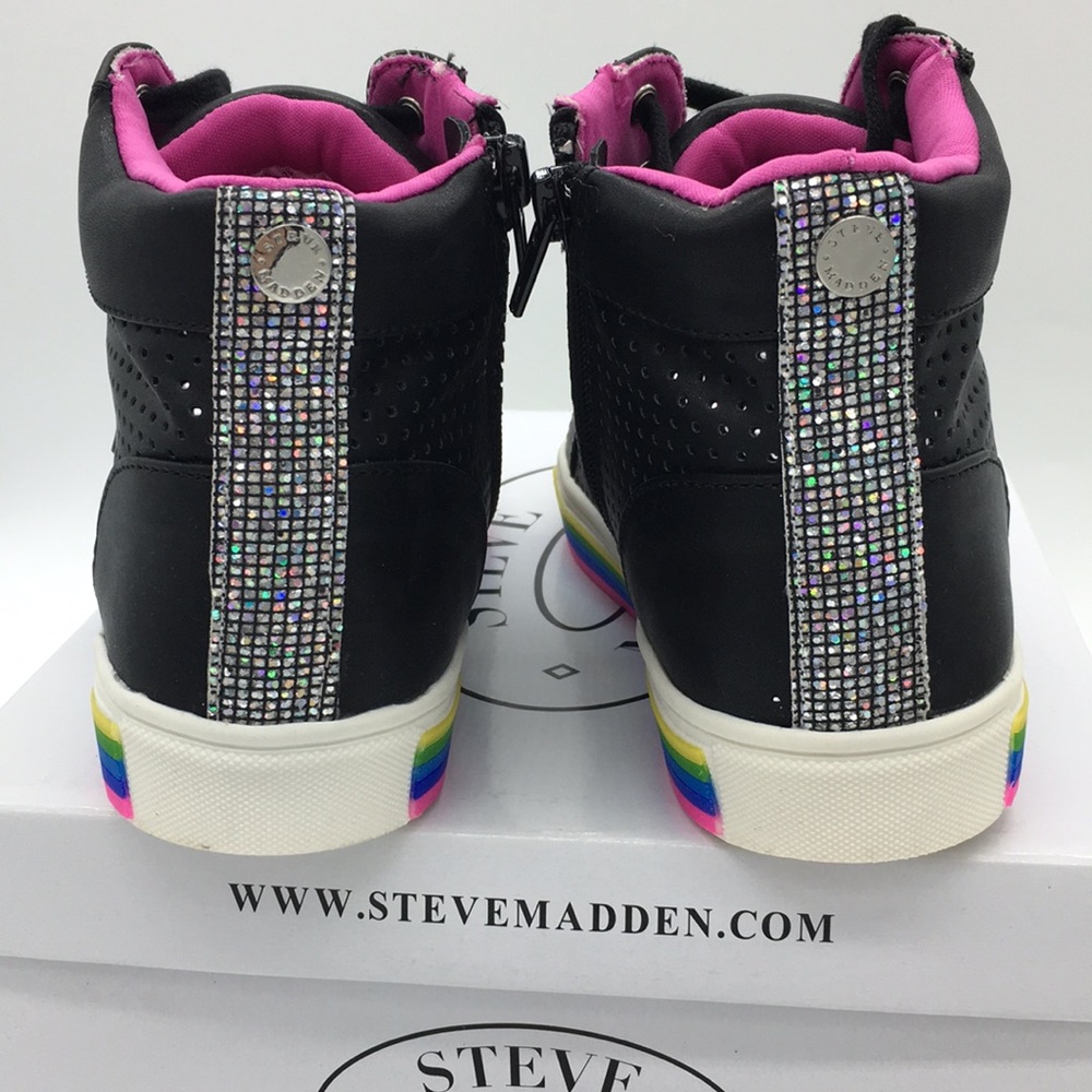 🛍NWT Steve Madden Girl's JGroove Black/Multi Sole - Picture 4 of 8
